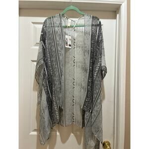 Simply Noelle NWT Open Paisley Stripe Duster Kimono Cover-Up One Size
